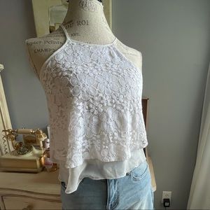 White flowery Lace Crop Top